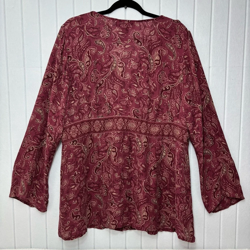 Venezia Long Sleeve Relaxed Tunic Blouse 100%‎ silk  size 18/20